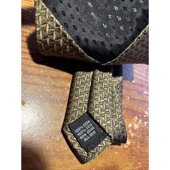 Woodward Men's Necktie Tie Silk VTG Metallic Silver Geometric Wide Made in USA - Picture 5 of 6